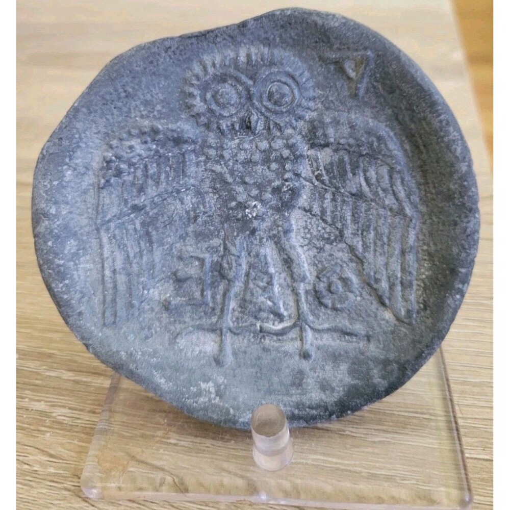 Vintage MCM ANCIENT GREEK Shield OF ATHENS ATTICA OWL 4 In Heavy Decor Souvenir?